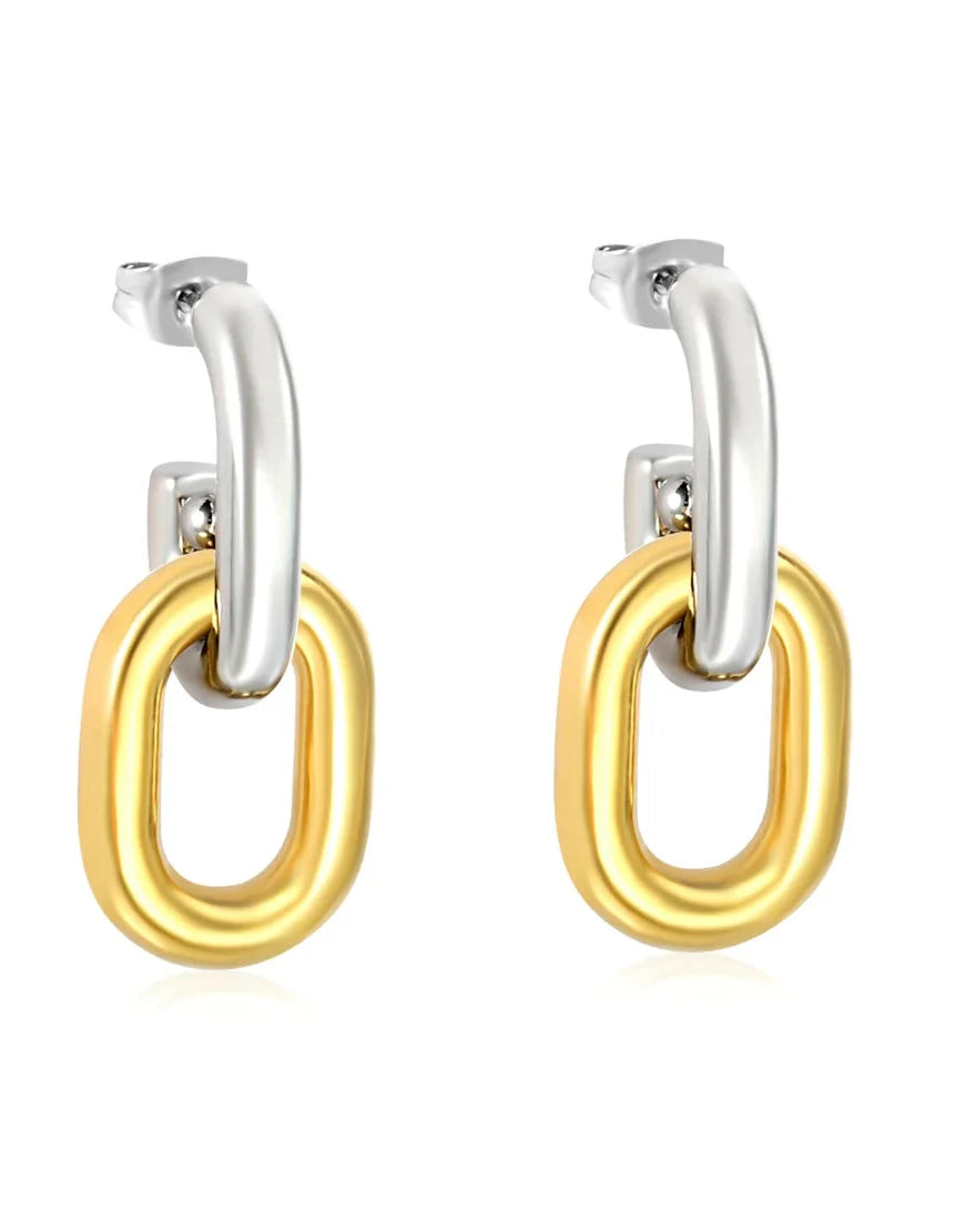 ARETES DOBLE ARO CON CADENA