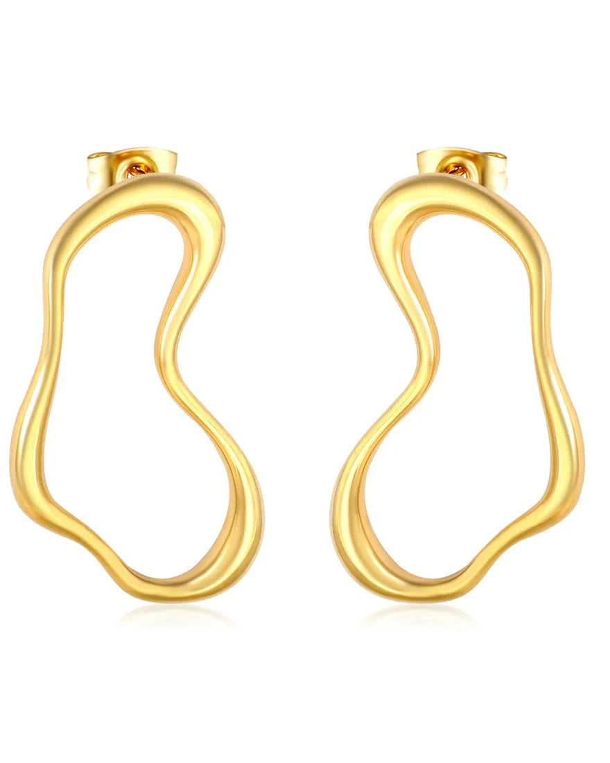ARETES DE PRESIÓN LÍNEAS GEOMÉTRICAS TWISTED DORADO 28x48MM