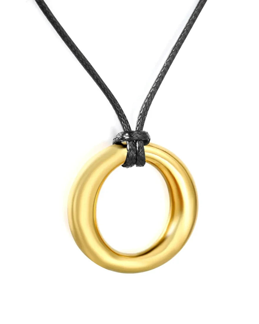 COLLAR COLGANTE CÍRCULO HUECO CON PLACA REDONDA 6MM